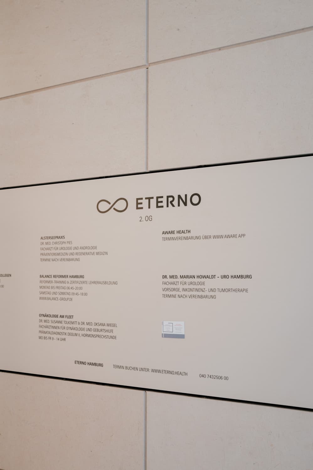 Eterno-Verzeichnis im Eingangsbereich – 2. Obergeschoss